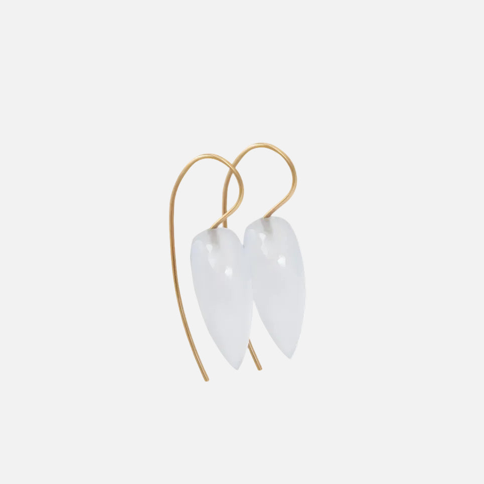 Exquisite Swan Blue Chalcedony Earrings, featuring an elegant design and meticulously handcrafted earring wire.
