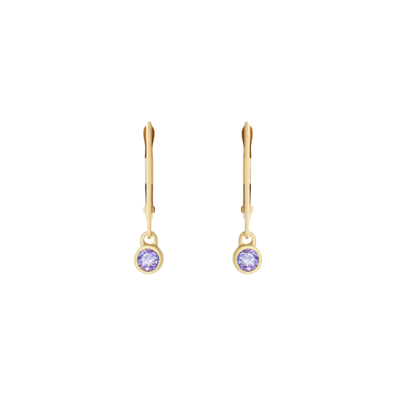 Details Indulge in the exquisite beauty of tanzanite with these stunning earrings. Crafted with elegance and sophistication, these earrings showcase the mesmerizing allure of tanzanite gemstones, making them the perfect accessory for any special occasion. 3mm Tanzanite 14k Yellow Gold Each earring measures 4mm width by 4.2mm length French Backs