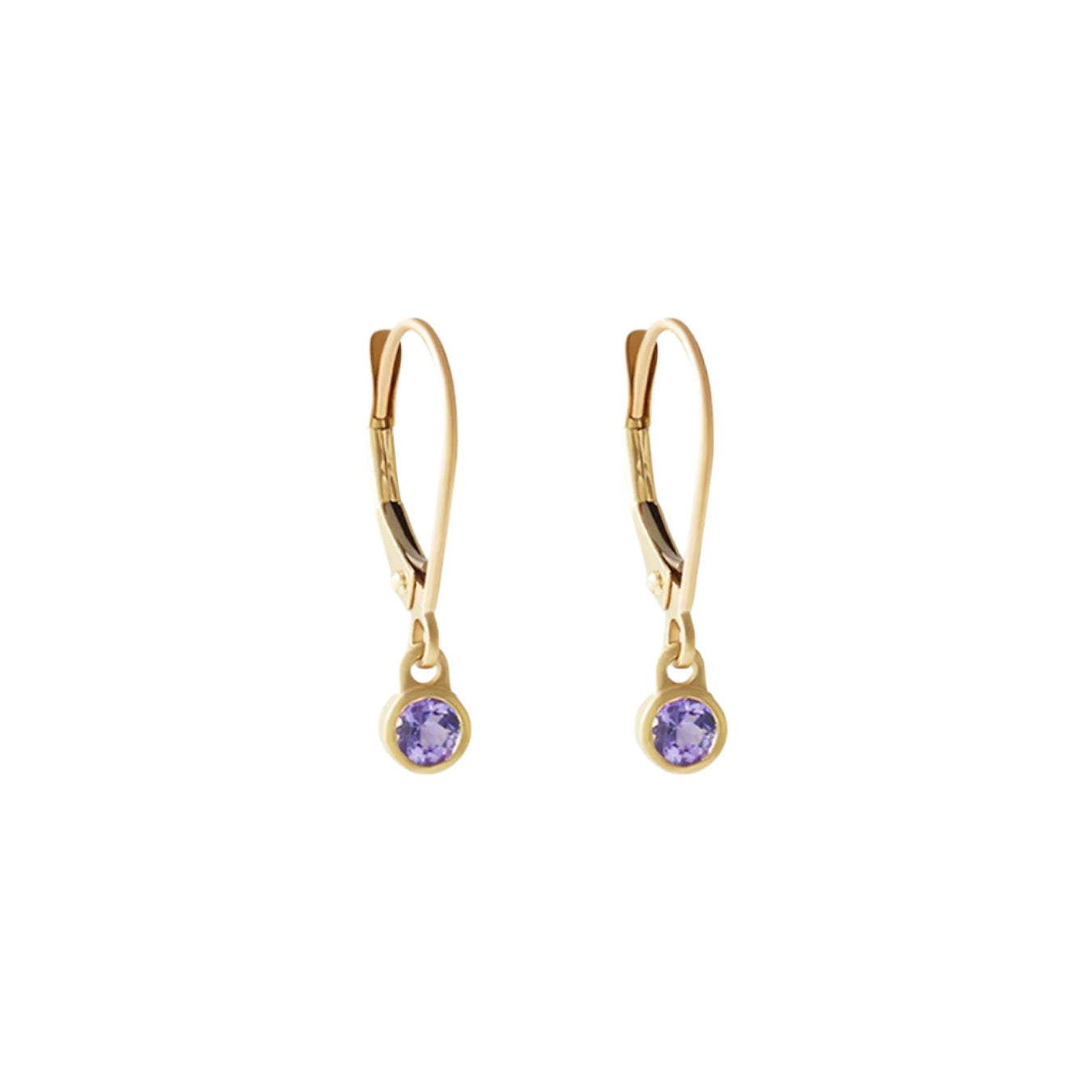 Details Indulge in the exquisite beauty of tanzanite with these stunning earrings. Crafted with elegance and sophistication, these earrings showcase the mesmerizing allure of tanzanite gemstones, making them the perfect accessory for any special occasion.  3mm Tanzanite 14k Yellow Gold Each earring measures 4mm width by 4.2mm length French Backs