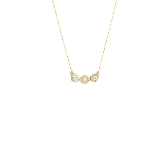 Details  Experience the exquisite beauty of the Triple Sapphire Pendant. Crafted with stunning sapphire gemstones and an elegant design, this versatile accessory adds a touch of sophistication to any outfit. Elevate your style and make a statement with the Triple Sapphire Pendant.  3 x round 3mm Diamonds Pendant measures 4.45mm x 13.35 16" Chain 14k Yellow Gold Need different material, stone,
