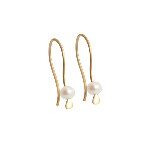 Tiny Pearl Earrings Light as a feather,  featuring a delicate and stylish design that adds a touch of sophistication to any outfit. These exquisite earrings are the perfect accessory for those seeking timeless beauty. Details  2 x 3mm Pearl Beads 14k Yellow Gold Each earring measures 4.75mm width by 4.1mm length