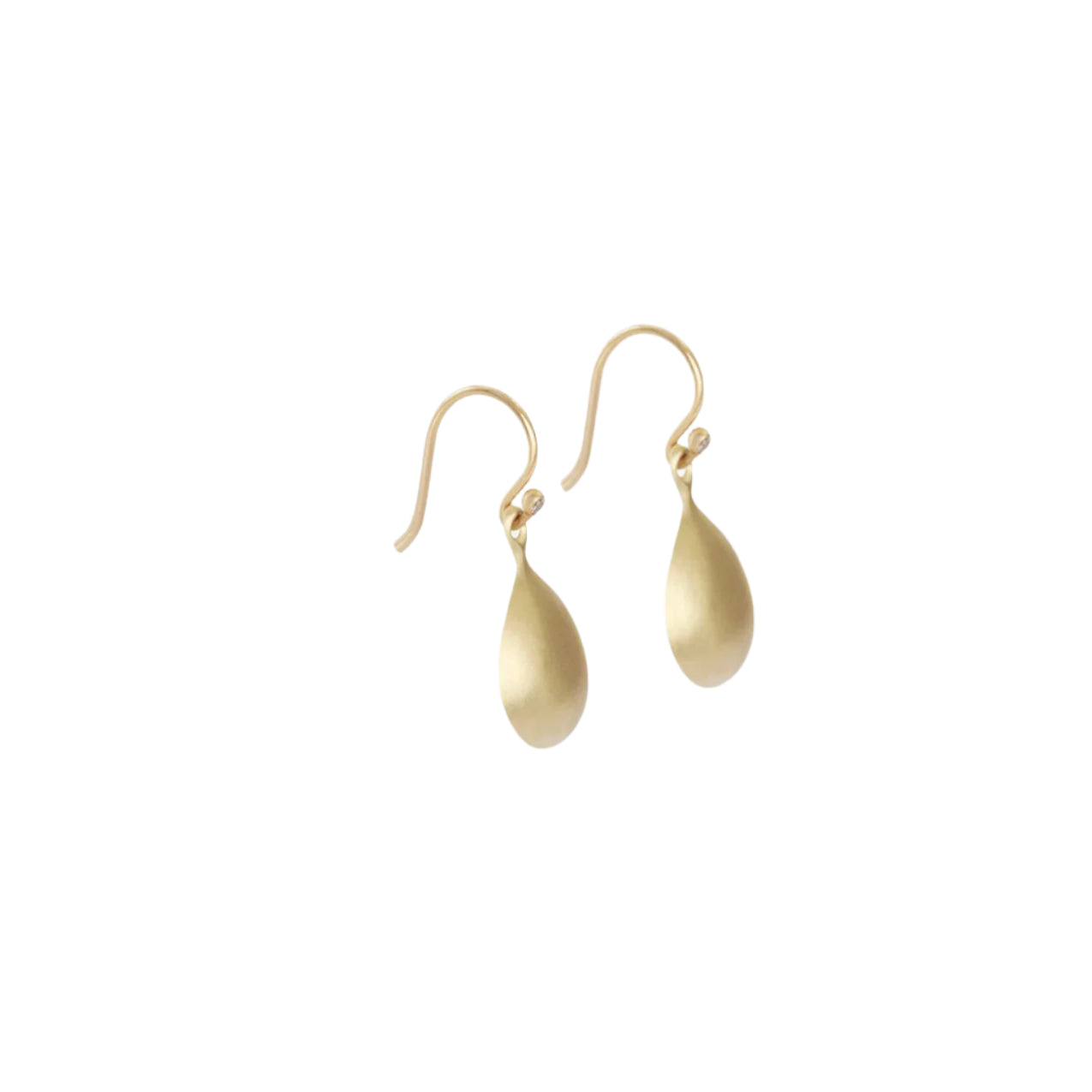 Indulge in the elegance and timeless beauty of these Teardrop and Diamond Earrings. Crafted with a stunning design and adorned with sparkling diamonds, these earrings are the perfect accessory to elevate any outfit. Add a touch of sophistication to your jewelry collection with these exquisite earrings. 0.75mm Wire with 2 x 1mm White diamonds 14k Yellow Gold 0.75mm Round Wire HxW: 17.2mm x 10.5mm