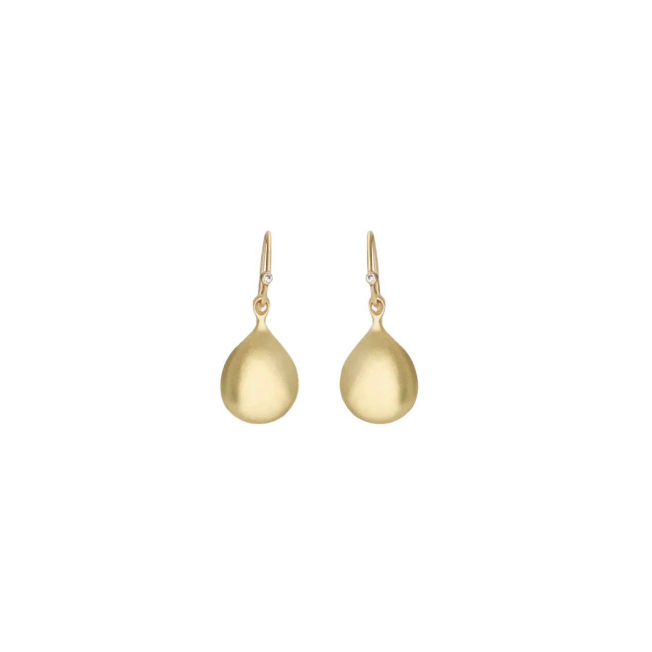 Indulge in the elegance and timeless beauty of these Teardrop and Diamond Earrings. Crafted with a stunning design and adorned with sparkling diamonds, these earrings are the perfect accessory to elevate any outfit. Add a touch of sophistication to your jewelry collection with these exquisite earrings. 0.75mm Wire with 2 x 1mm White diamonds 14k Yellow Gold 0.75mm Round Wire HxW: 17.2mm x 10.5mm