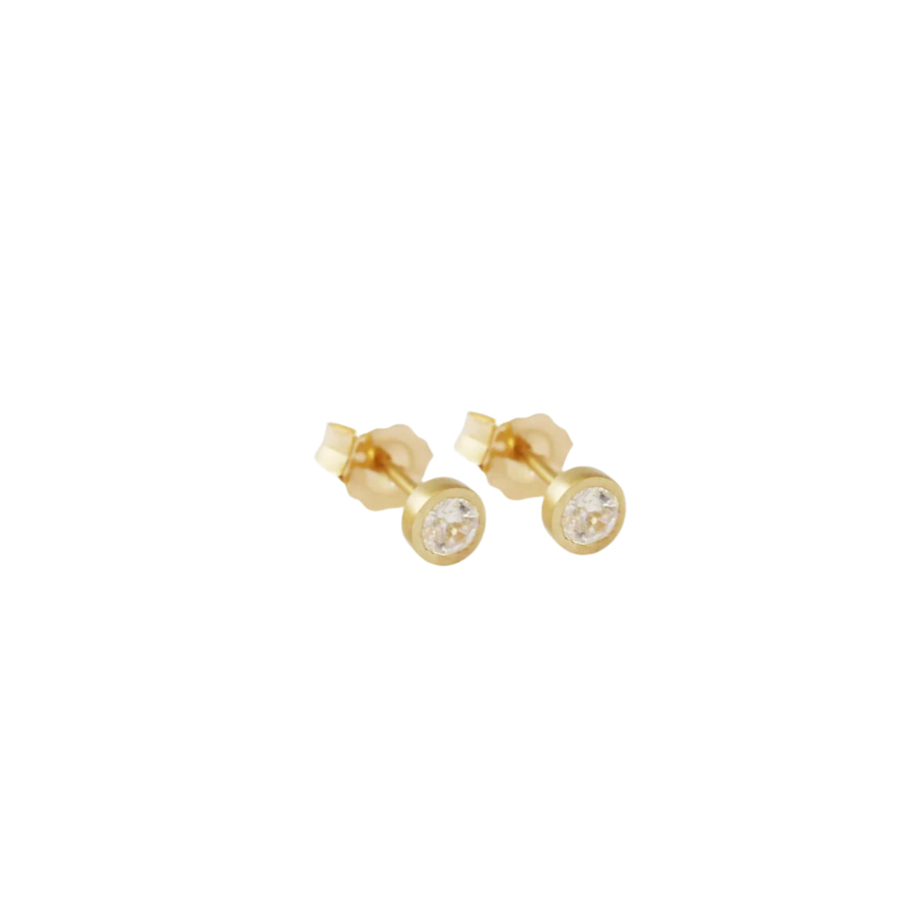 Introducing SAPPHIRE / STUDS, a collection of elegant and timeless earrings that are perfect for any occasion. With their versatile design, they can effortlessly elevate your style from day to night. Don't miss out on adding these stunning pieces to your jewelry collection! Two 3mm Round White Sapphires 14k Yellow Gold 4mm round studs HxW: 14.7mm x 9.5mm