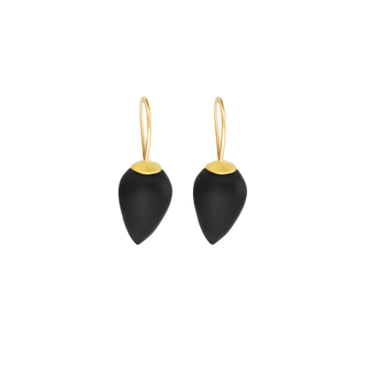 Black spinel drop earrings in gold minimal handmade earrings
