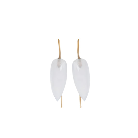 Blue Chalcedony Swan Earrings 14K Gold – Handmade Swan drop earrings 