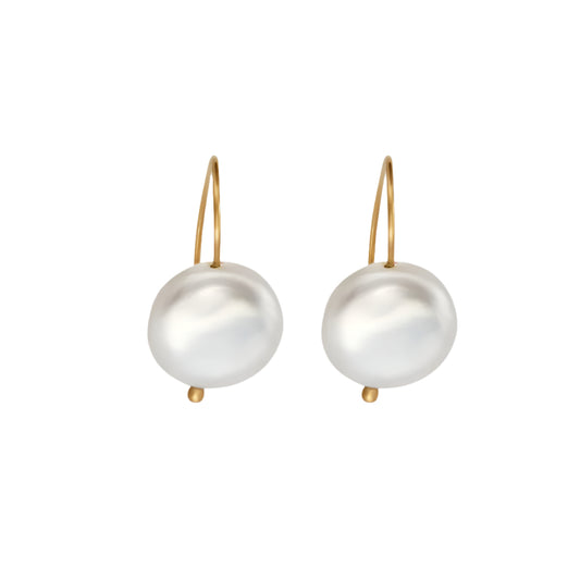 button pearl earrings gold handmade