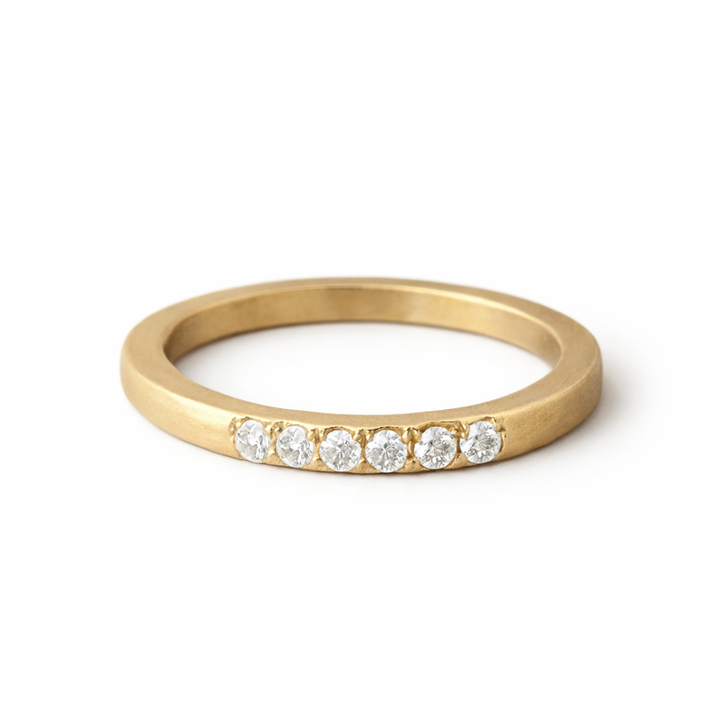 Ashes Band with 6 Diamonds / 14k Gold Memorial Ring