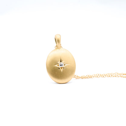 Diamond Cremation Ashes Locket / Necklace 14K Gold - Silver Memorial Jewelry Pendant