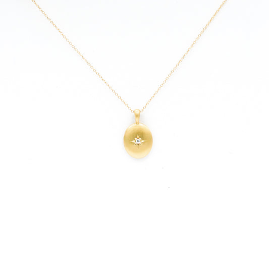 Diamond Cremation Ashes Locket Necklace 14k Gold – Oval Locket Memorial Pendant