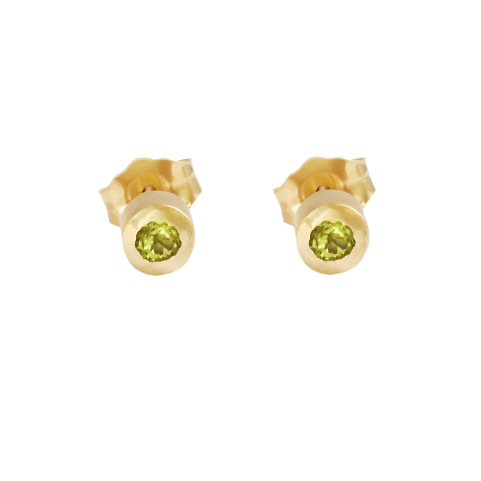 Peridot stud earrings 14k yellow gold 2.5mm round peridoT