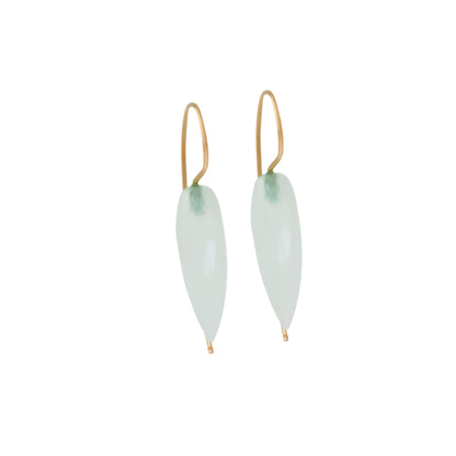 ongated green chalcedony drop earrings in a clean minimal design.