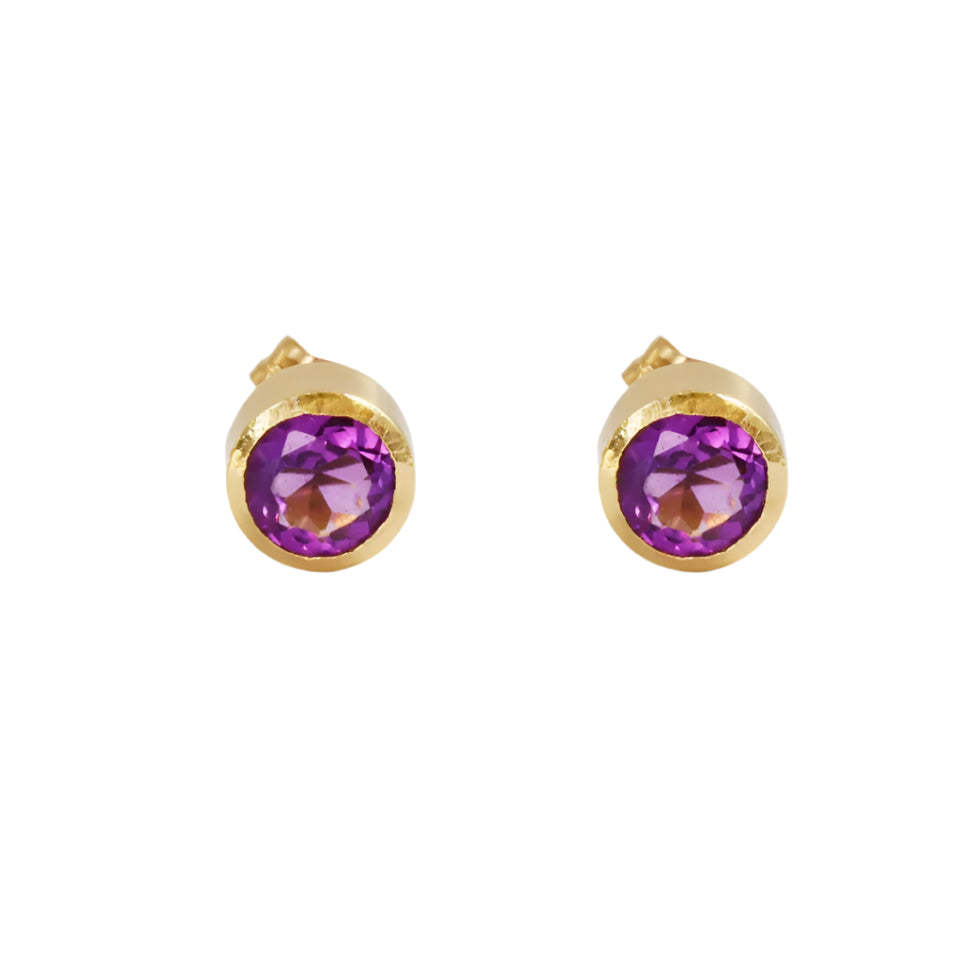 handmade lavender amethyst gold stud earrings