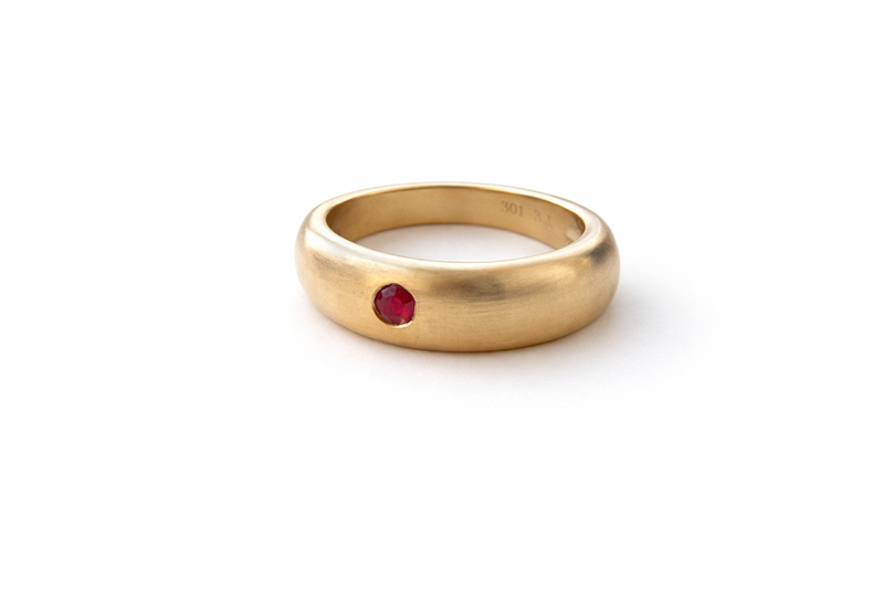 Mens Tapered Ruby Dome Band Ring / 14k Gold - Sterling Silver – handmade jewelry by Tricia Kirkland