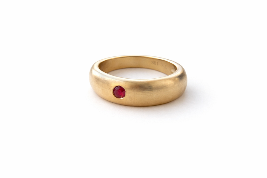 Mens Tapered Ruby Dome Band Ring – handmade jewelry by Tricia Kirkland