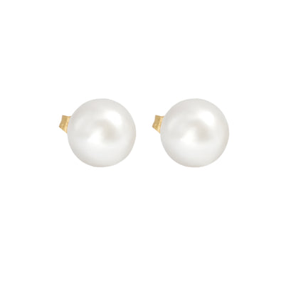 classic round pearl stud earrings in gold or sterling silver
