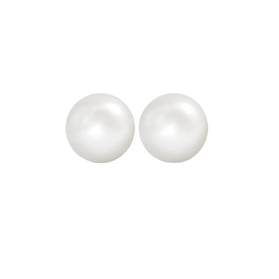classic round pearl stud earrings in gold or sterling silver