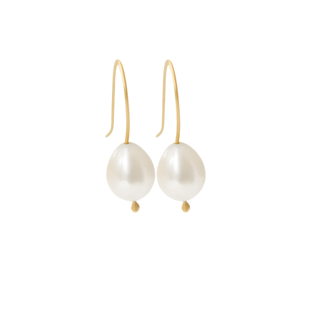 14k yellow gold pearl drop earrings