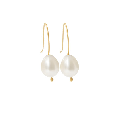 14k yellow gold pearl drop earrings
