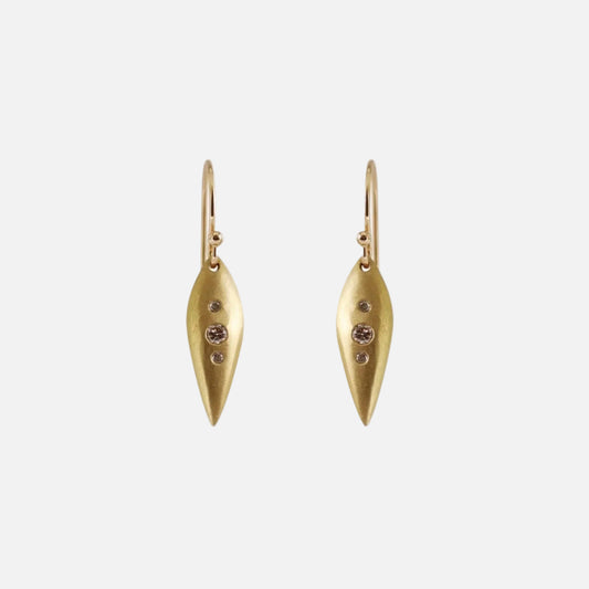 Pod with 3 Diamonds / Earrings 14K Gold - Silver – handmade jewelry by Tricia Kirkland