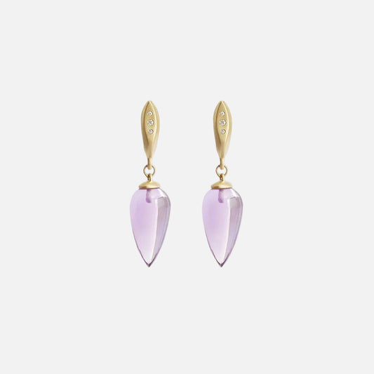 Diamond Amethyst Drop / Earrings 14K Gold - Silver – handmade jewelry by Tricia Kirkland
