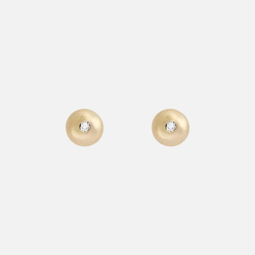 Add a touch of elegance to your everyday look with these stunning Dainty Ball Diamond Stud Earrings. Classic ball studs, with a Diamond they are  comfortable and Essential. Great for 2nd and 3rd ear piercings and cartilage earrings.   Details  2 x 1.5mm diamond 14k Yellow Gold W x T 3.5mm x 3.5mm