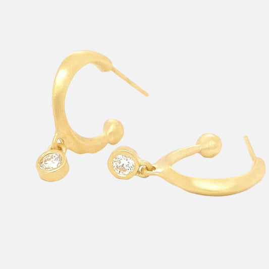 Small Diamond / Hoop Earrings 14K  Gold Diamond Hoops – handmade jewelry by Tricia Kirkland