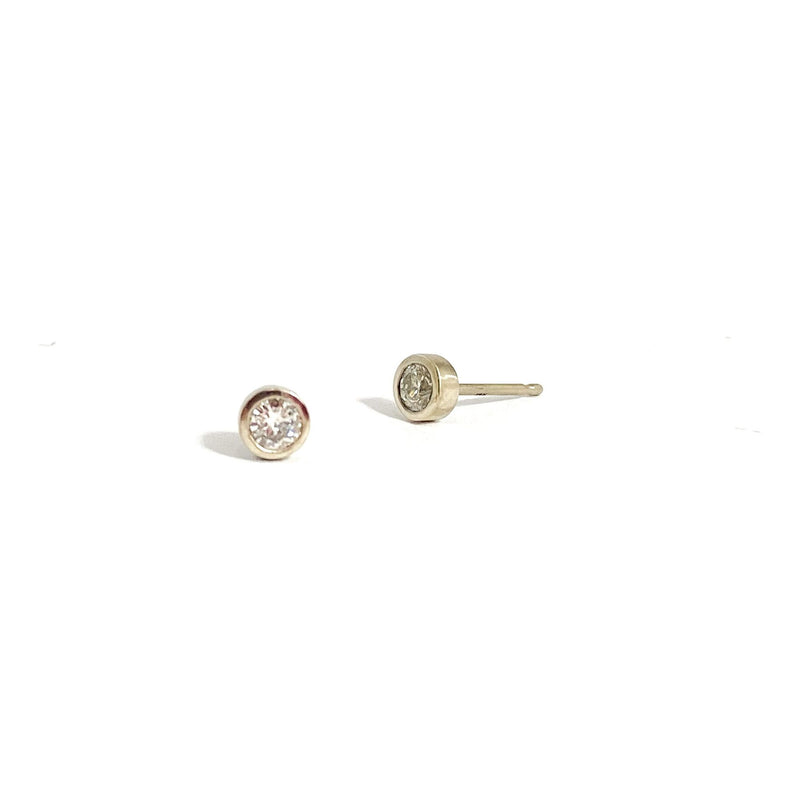 Diamond Halo / Studs 14K Gold - Silver – handmade jewelry by Tricia Kirkland
