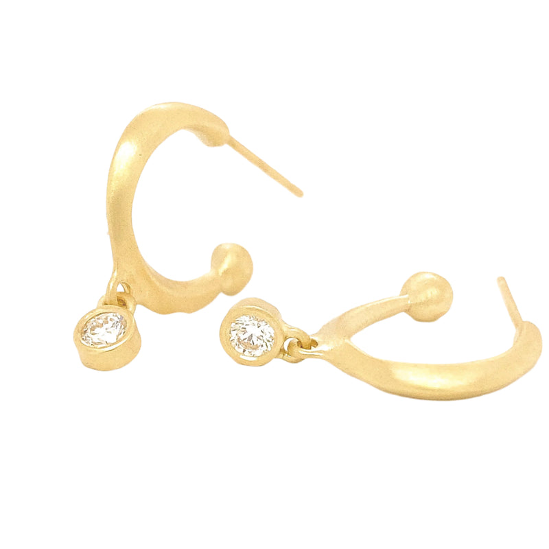 Small Diamond / Hoop Earrings 14K  Gold Diamond Hoops – handmade jewelry by Tricia Kirkland