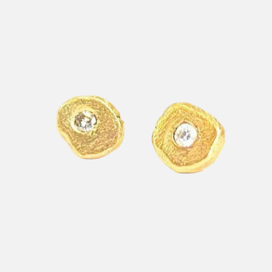 Textured Diamond /stud Earrings 14K Gold - Silver – handmade jewelry by Tricia Kirkland